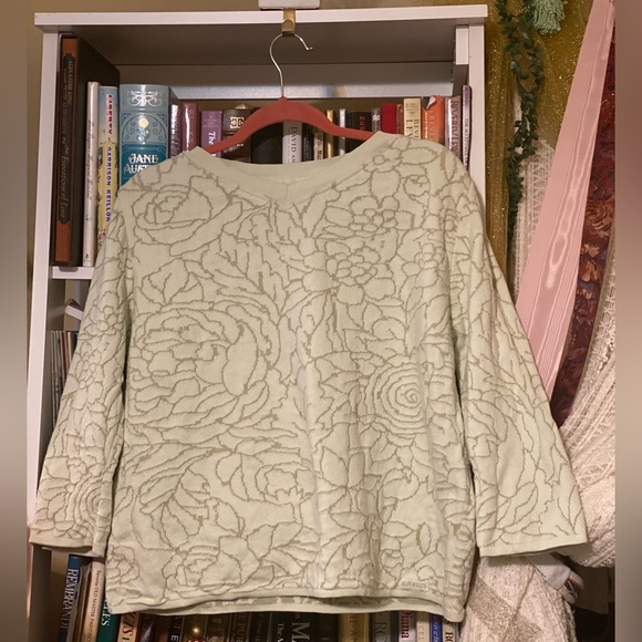 Sage green floral retro sweater - Picture 1 of 3